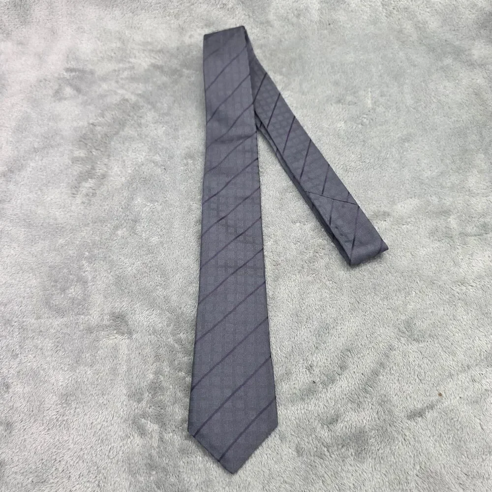 JOHN VARVATOS Mens Purple Striped Silk Tie Made In USA